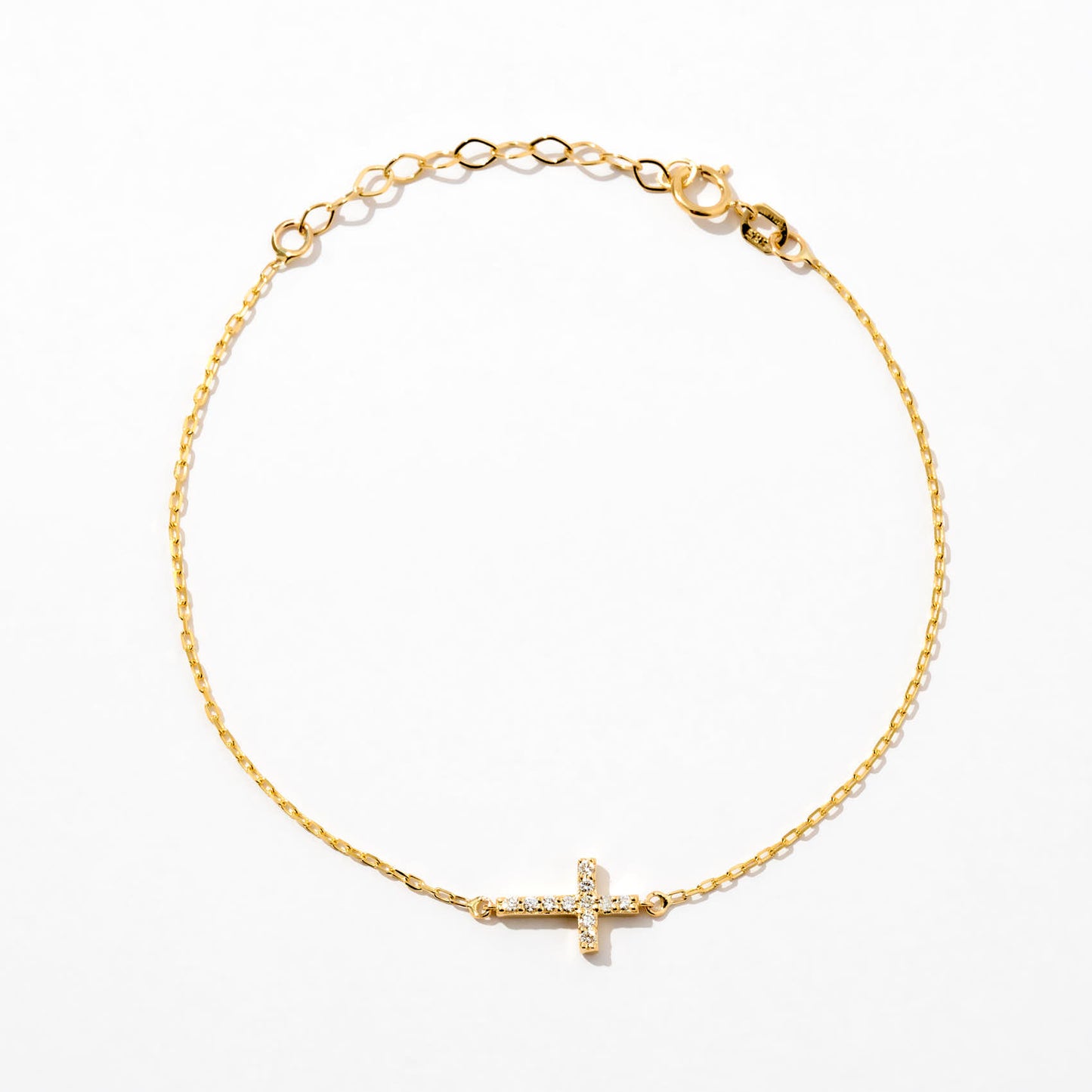 Diamond Pave Cross Bracelet in 14K Solid Gold