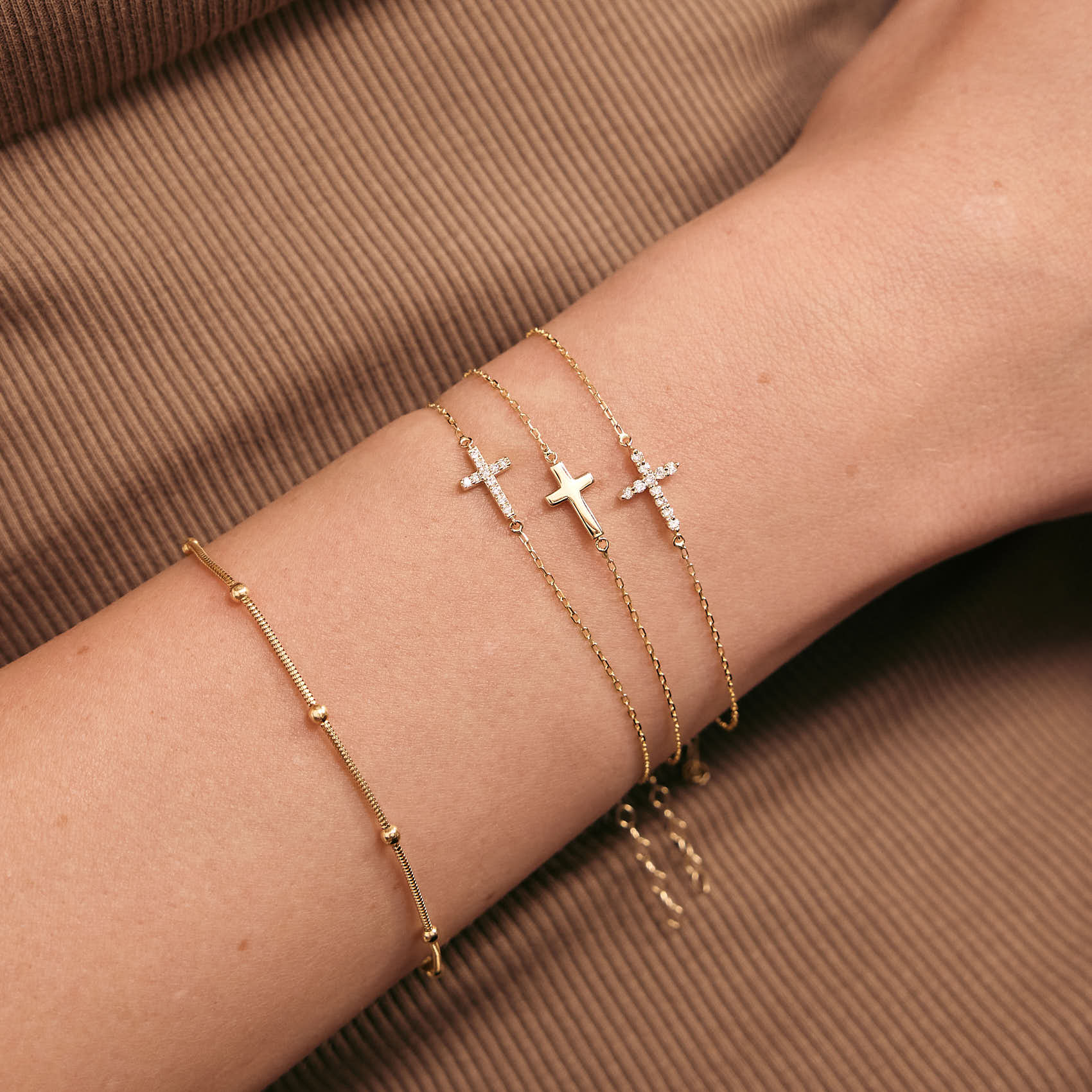 Diamond Cross Charm Bracelet