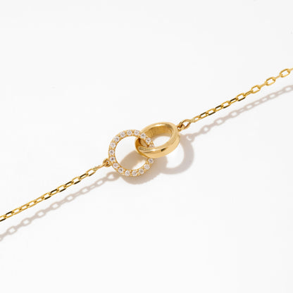 Interlocking Circle Diamond Bracelet in 14k Solid Gold