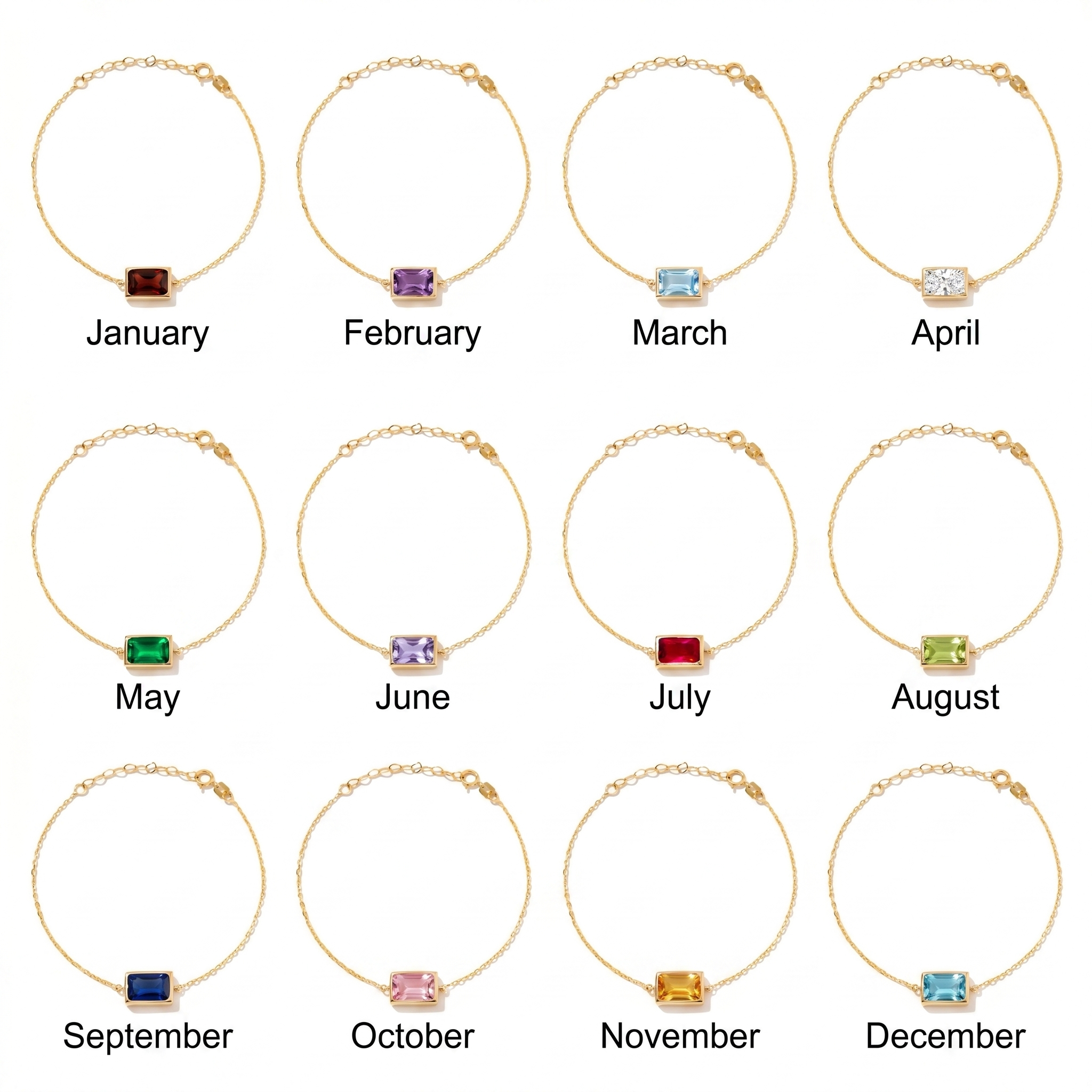 Baguette Birthstone Bracelet