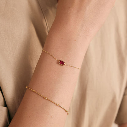 Baguette Birthstone Bracelet in 14K Solid Gold