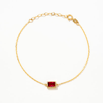 Baguette Birthstone Bracelet in 14K Solid Gold