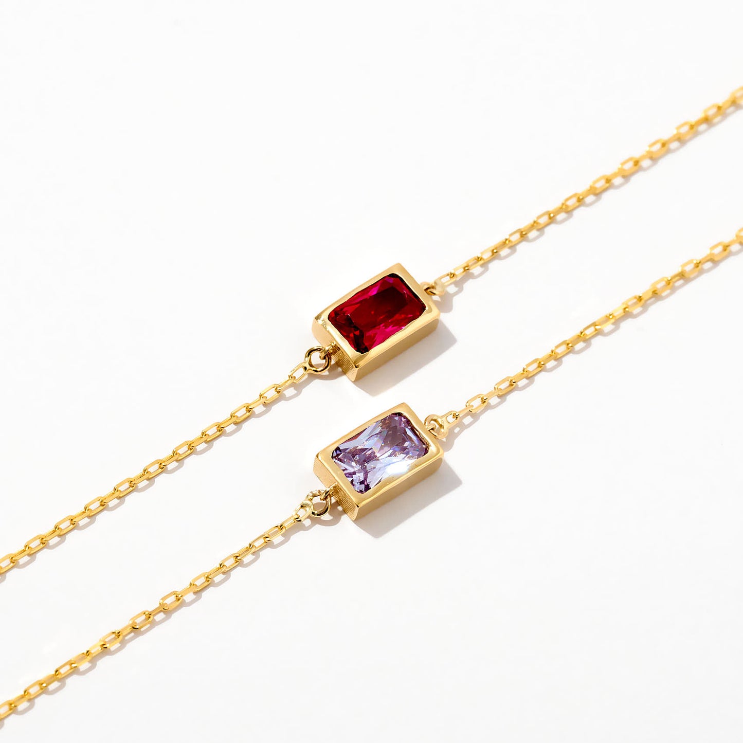 Baguette Birthstone Bracelet in 14K Solid Gold