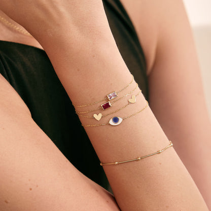 Baguette Birthstone Bracelet in 14K Solid Gold