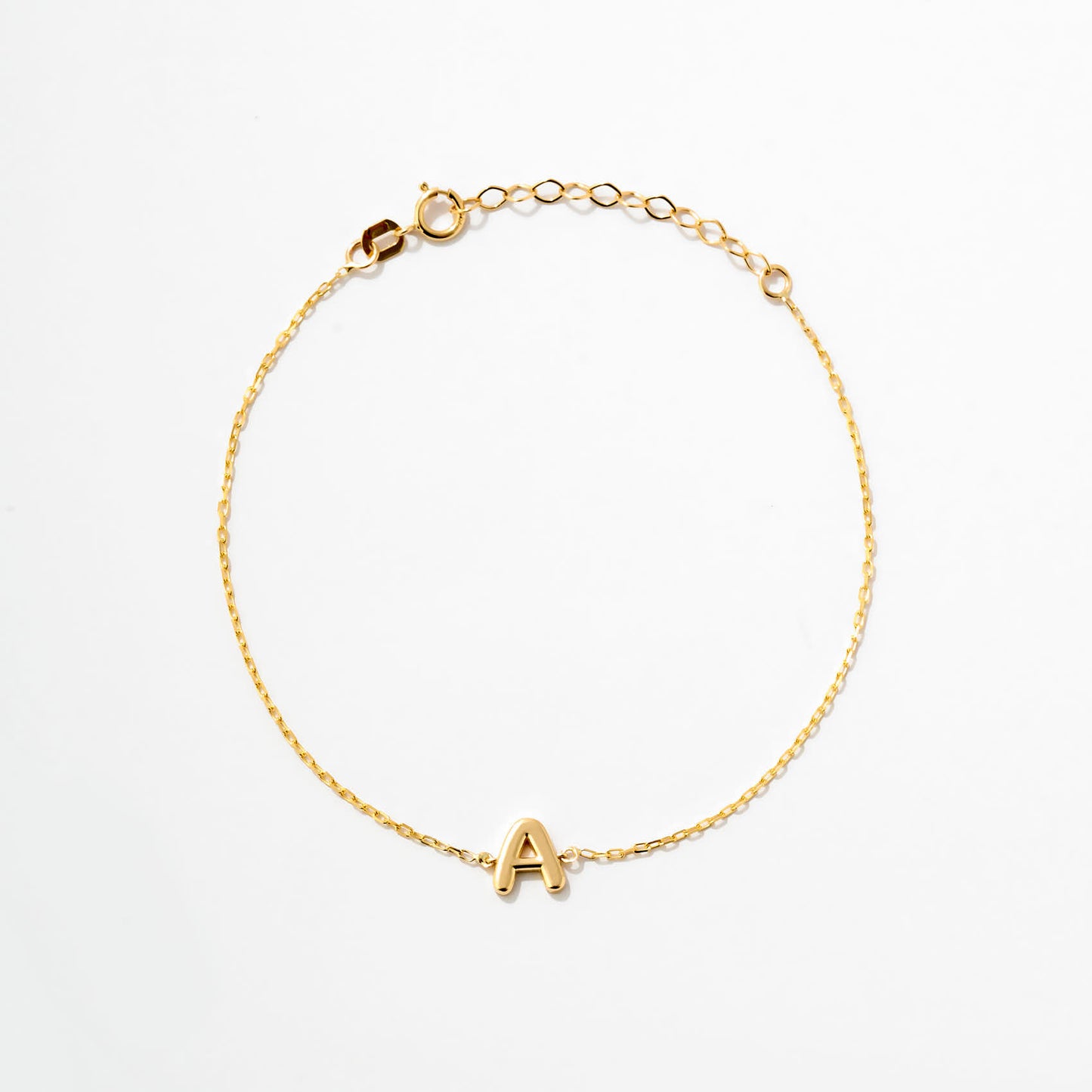 Custom Bubble Letter Bracelet in 14K Solid Gold