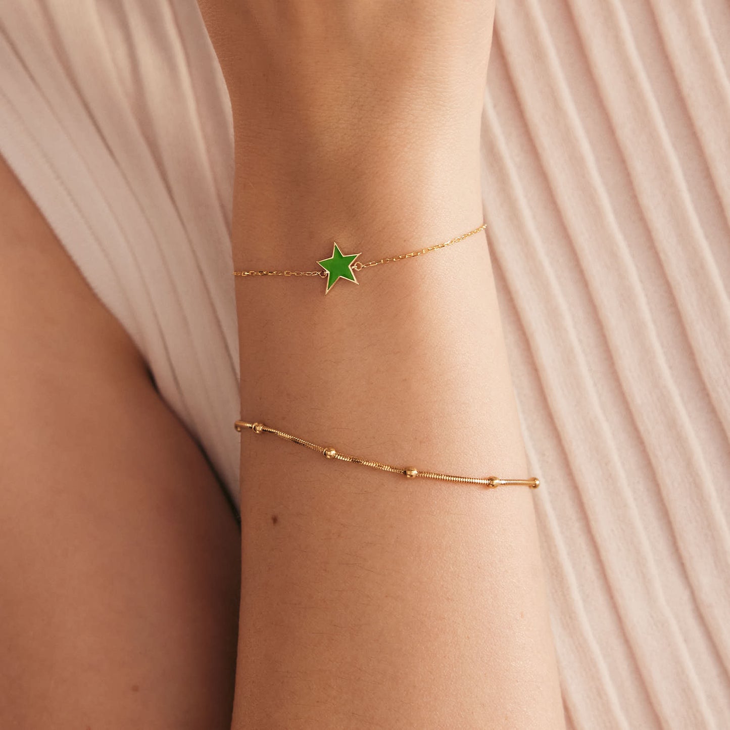 Enamel Star Bracelet in 14K Solid Gold