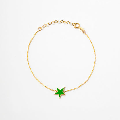 Enamel Star Bracelet in 14K Solid Gold