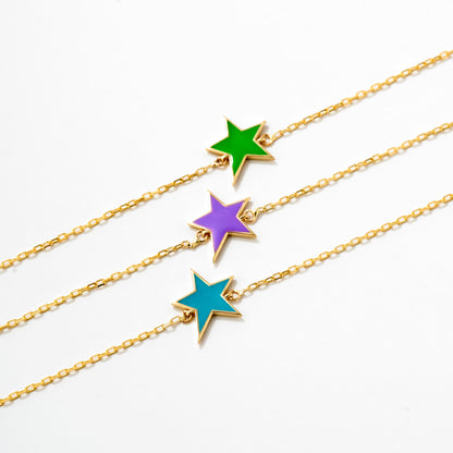 Enamel Star Bracelet in 14K Solid Gold