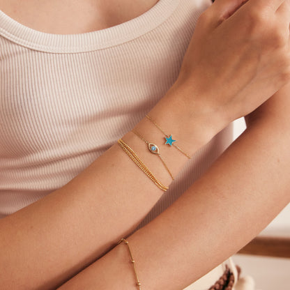 Enamel Star Bracelet in 14K Solid Gold