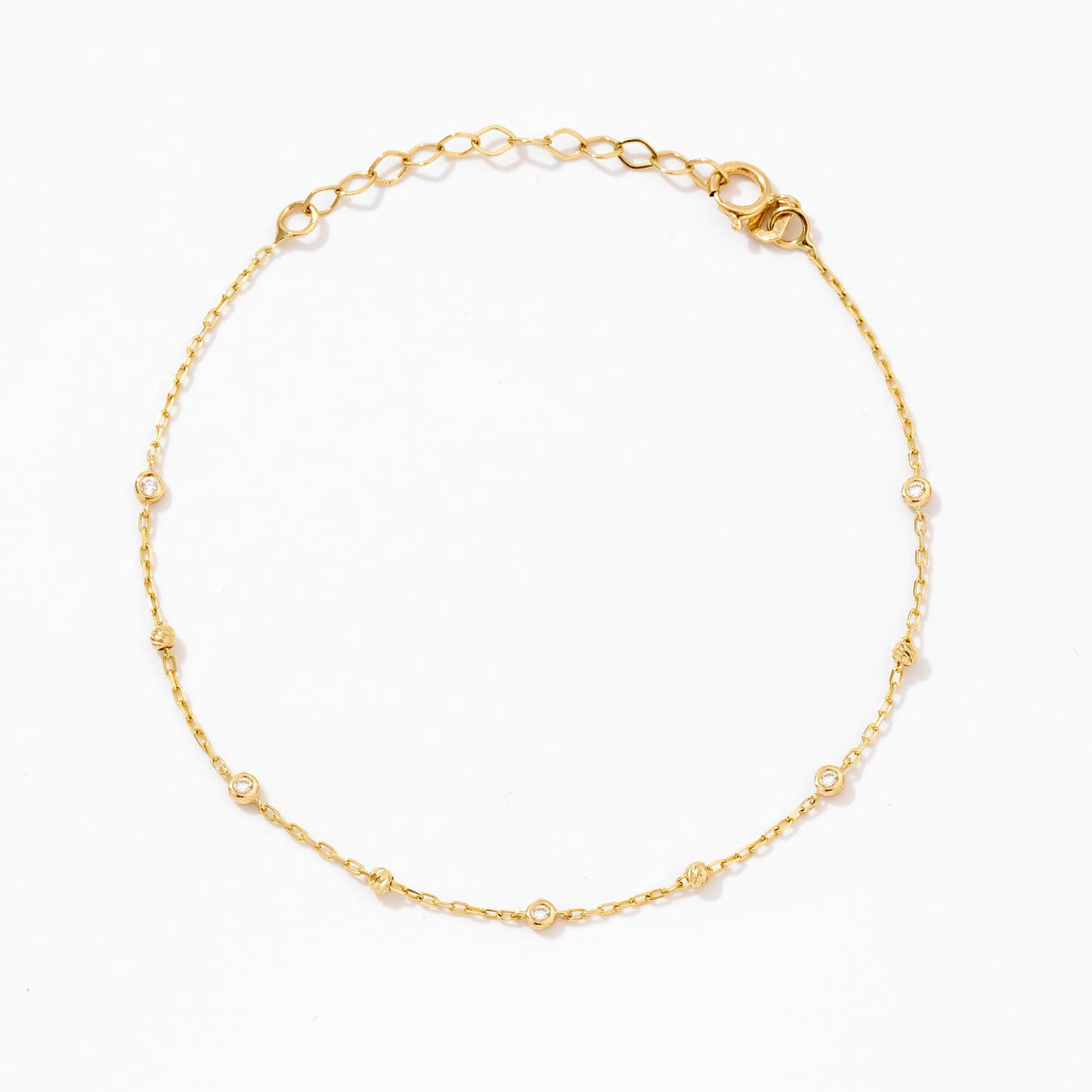 Diamonds and Beads by the Yard Drop Bracelet in 14K Solid Gold