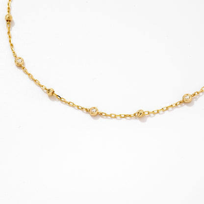 Diamonds and Beads by the Yard Drop Bracelet in 14K Solid Gold