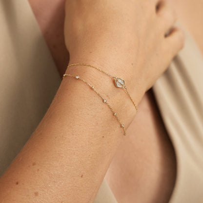 Diamonds and Beads by the Yard Drop Bracelet in 14K Solid Gold