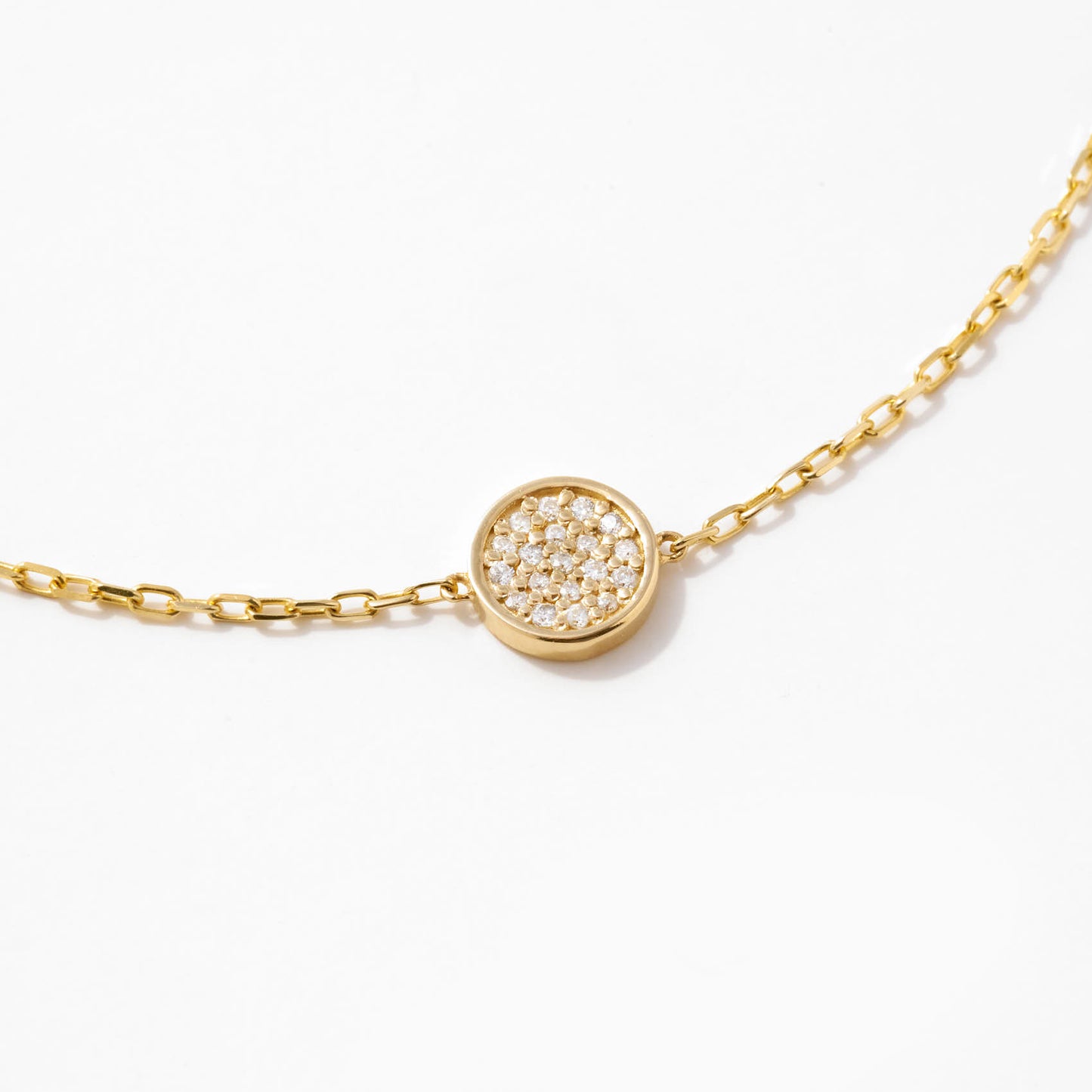 Diamond Pave Disc Bracelet in 14k Solid Gold