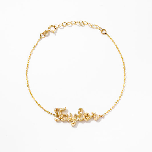 Diamond Custom Name Bracelet in 14K Solid Gold