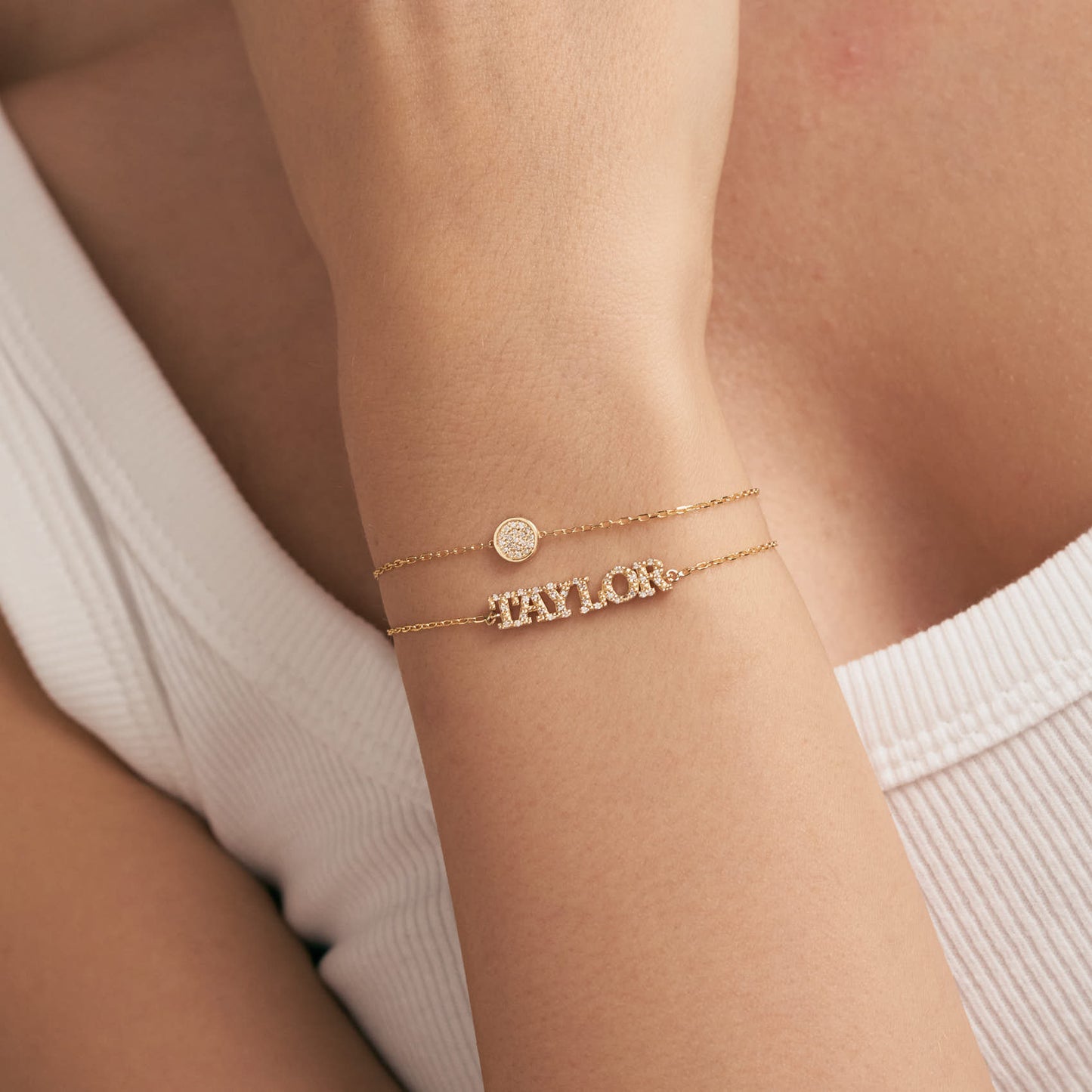 Diamond Name Bracelet in 14k Solid Gold