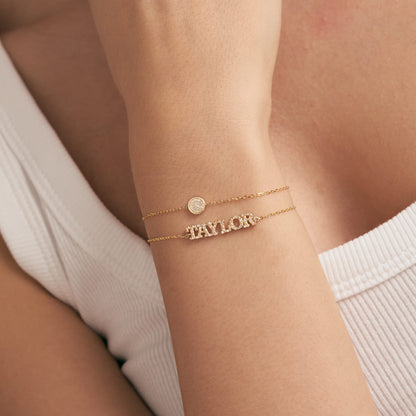 Diamond Name Bracelet in 14k Solid Gold