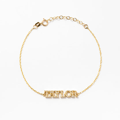 Diamond Name Bracelet in 14k Solid Gold