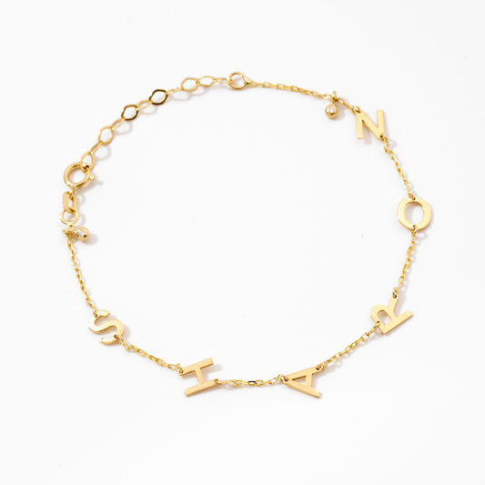 Letter Name Bracelet in 14k Solid Gold