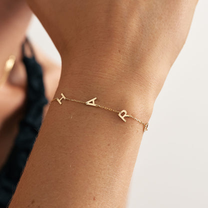 Letter Name Bracelet in 14k Solid Gold