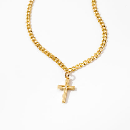 Diamond Cross Curb Chain Bracelet in 14K Solid Gold