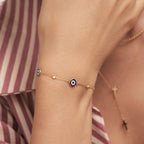 Diamond Evil Eye Station Bracelet