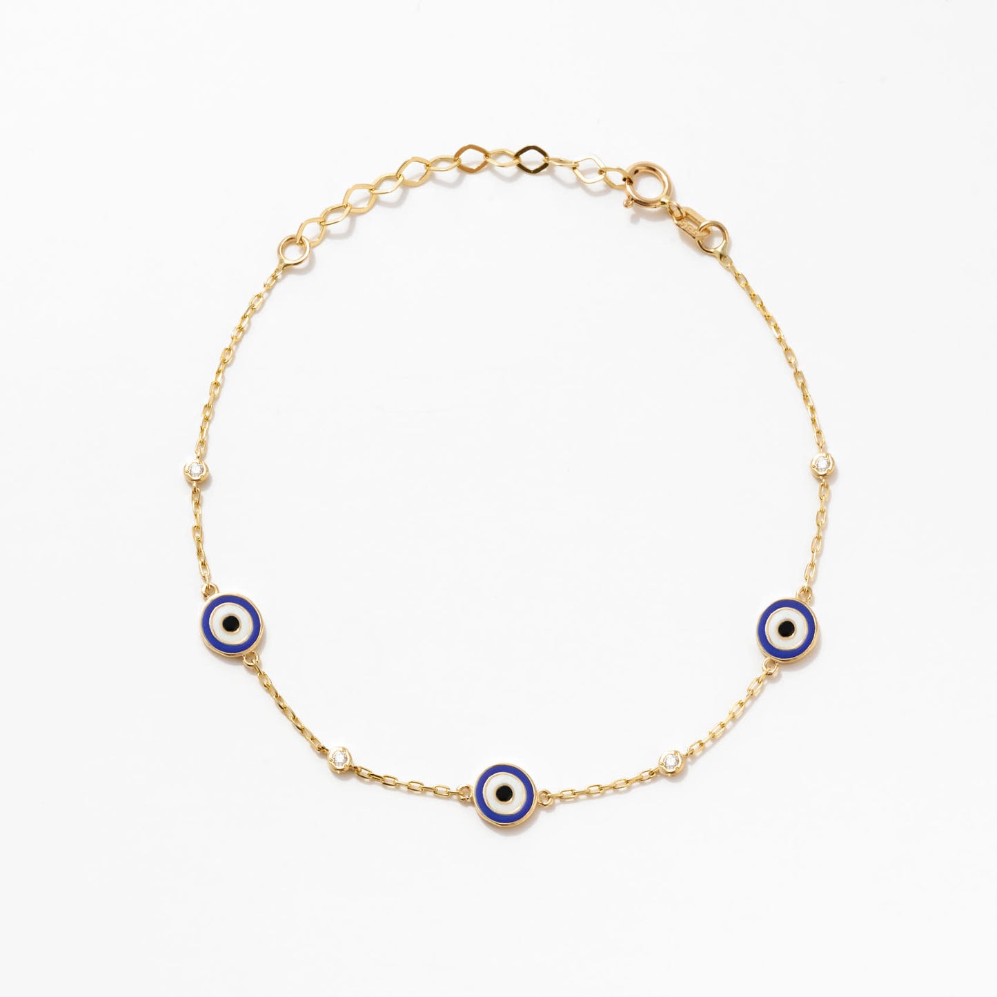 Diamond Evil Eye Station Bracelet in 14k Solid Gold