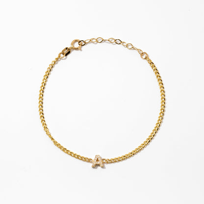 Diamond Initial Bracelet in 14k Solid Gold