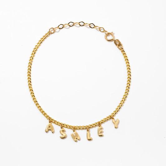 Mini Letter Name Bracelet in 14k Solid Gold