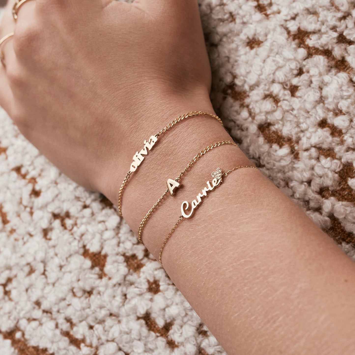 Personalized Mini Name Bracelet in 14k Solid Gold