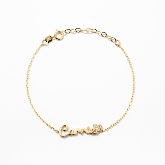 Name Bracelet with Diamond Heart