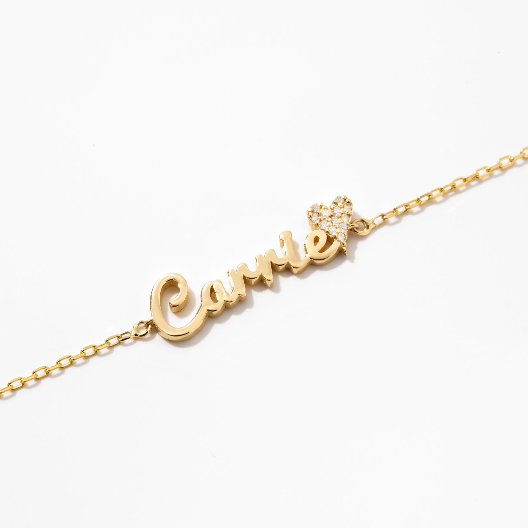 Name Bracelet with Diamond Heart