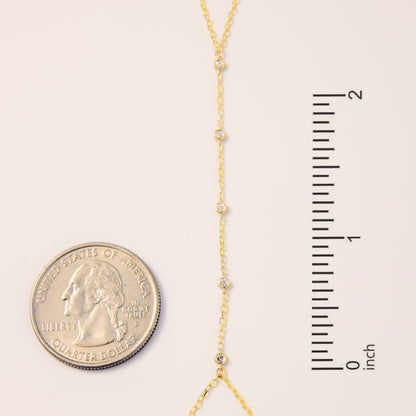 Diamond Bezel-Set Station Hand Chain Bracelet