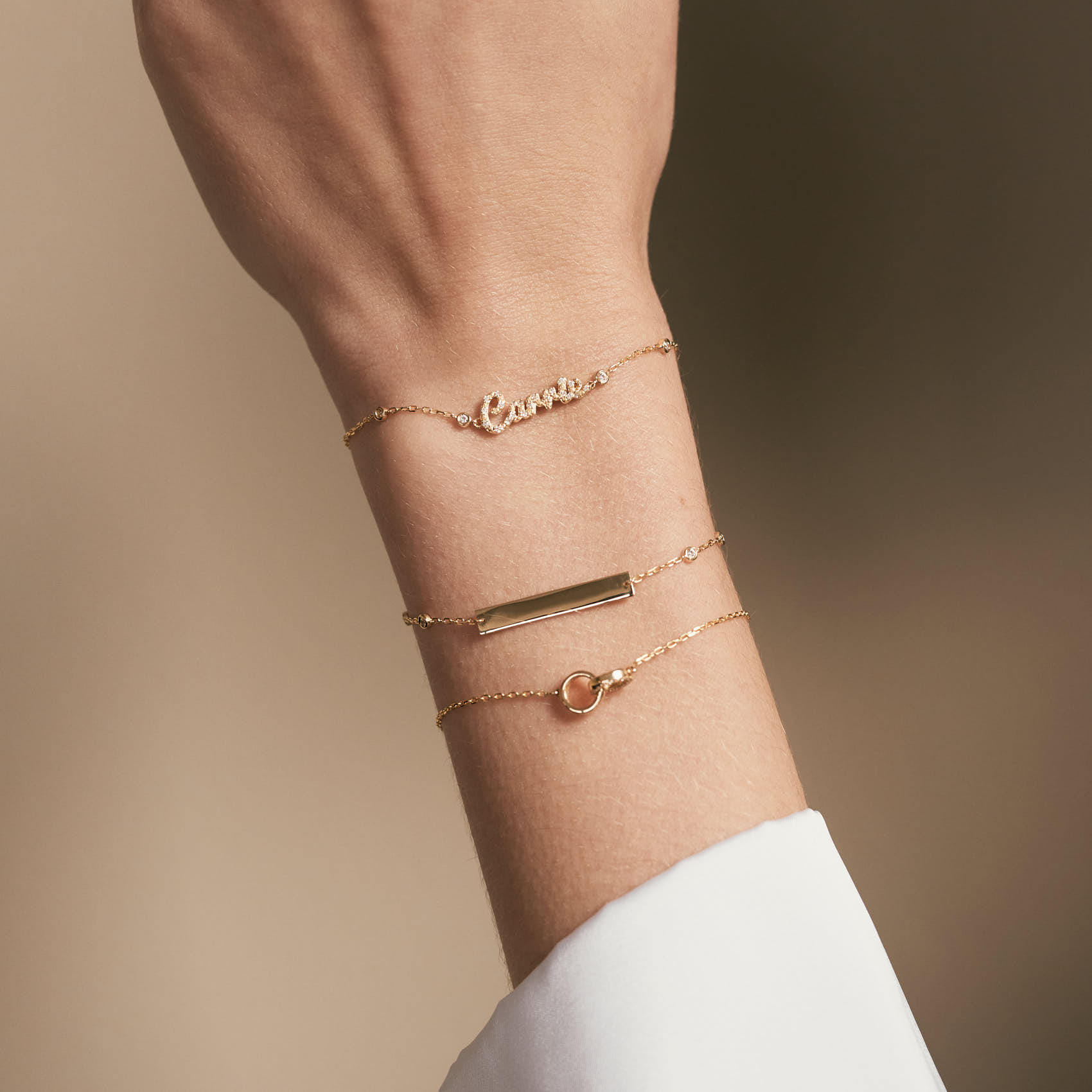 Engravable Bezel Diamond Station Bracelet