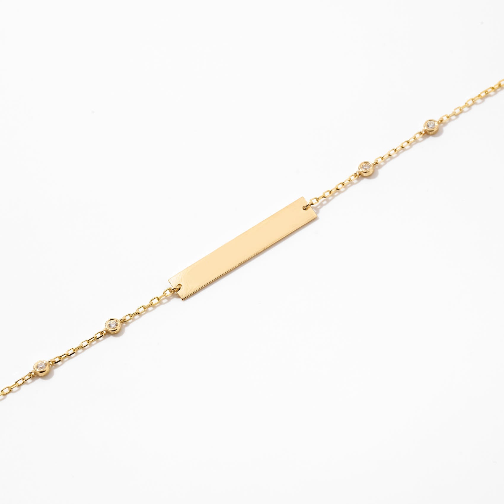 Engravable Bezel Diamond Station Bracelet