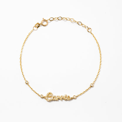 Diamond Carrie Name Bracelet in 14k Solid Gold