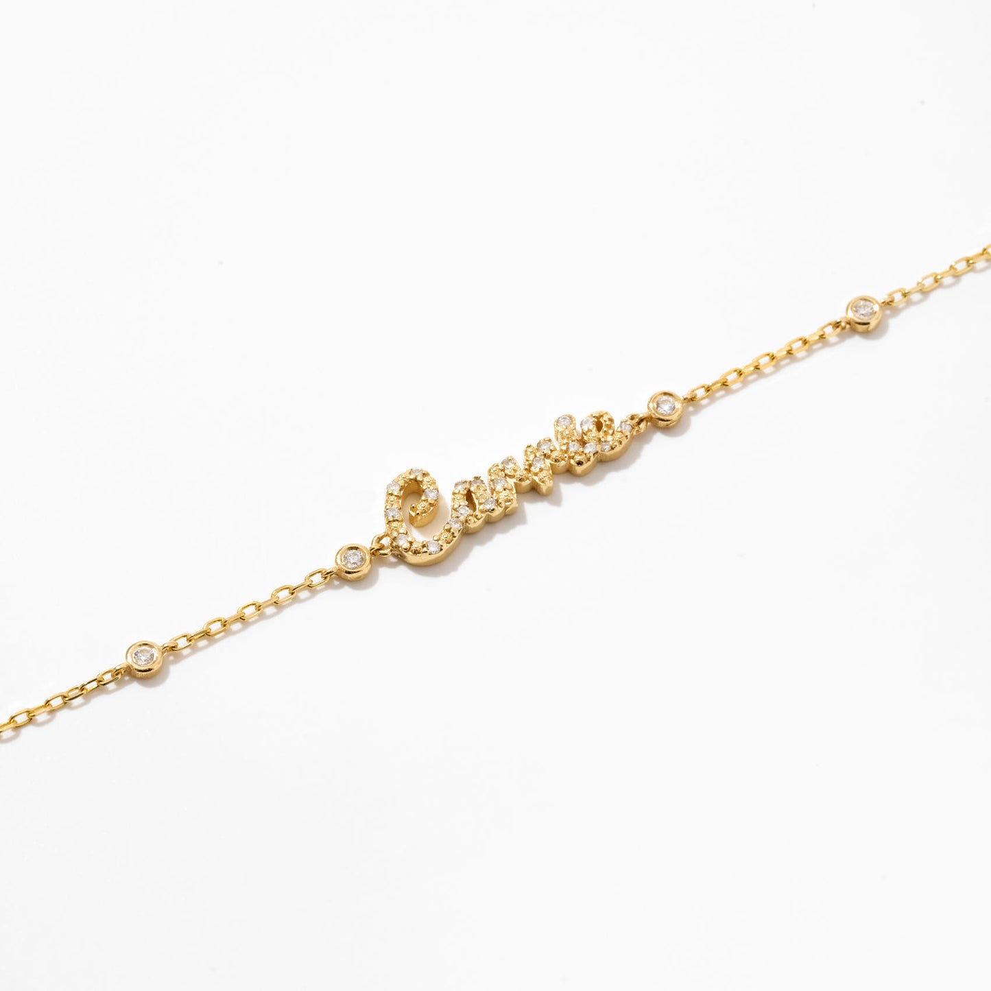 Diamond Carrie Name Bracelet in 14k Solid Gold