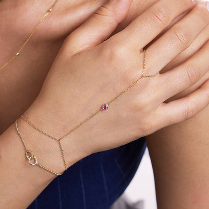Birthstone Hand Chain Bracelet