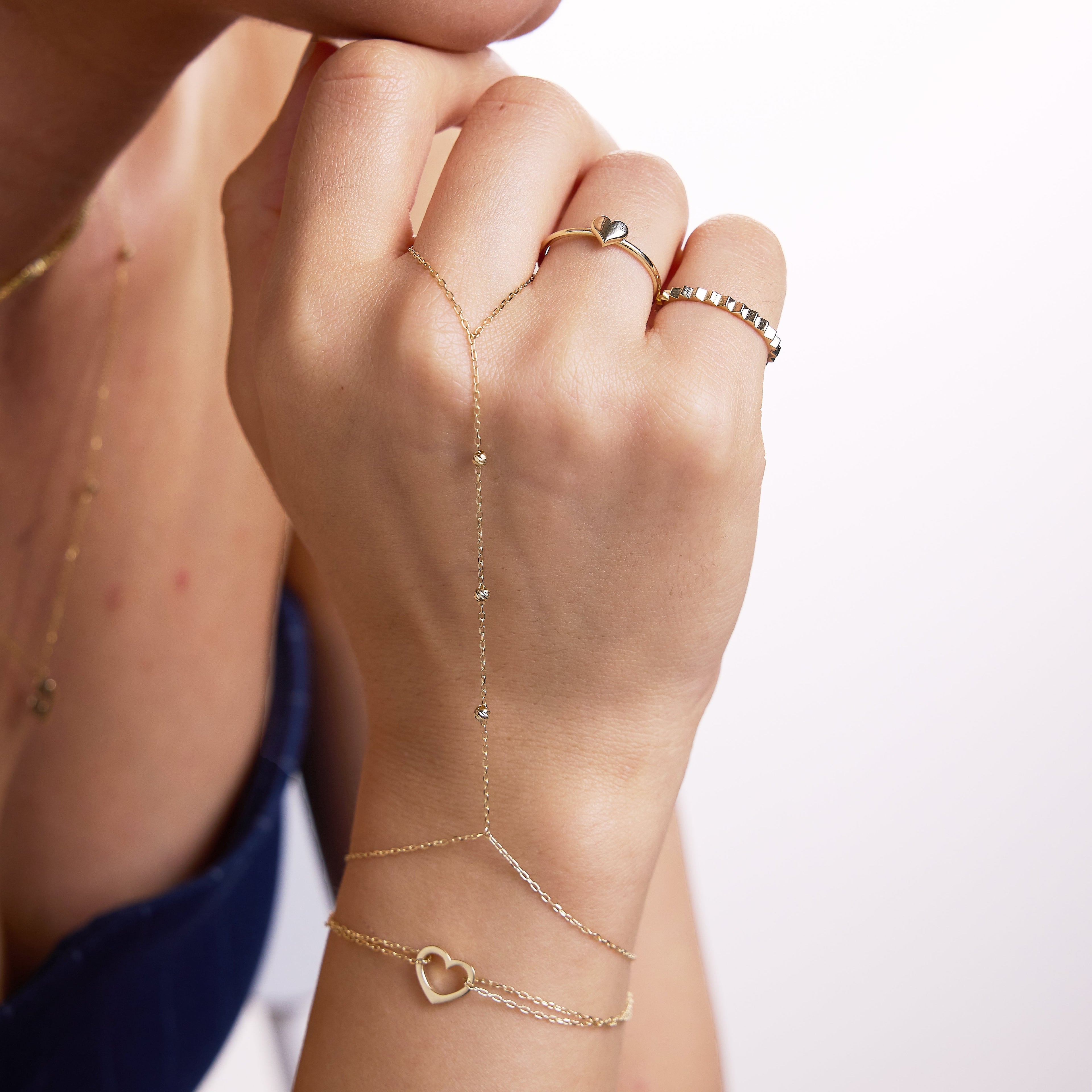 Beaded Hand Chain Bracelet