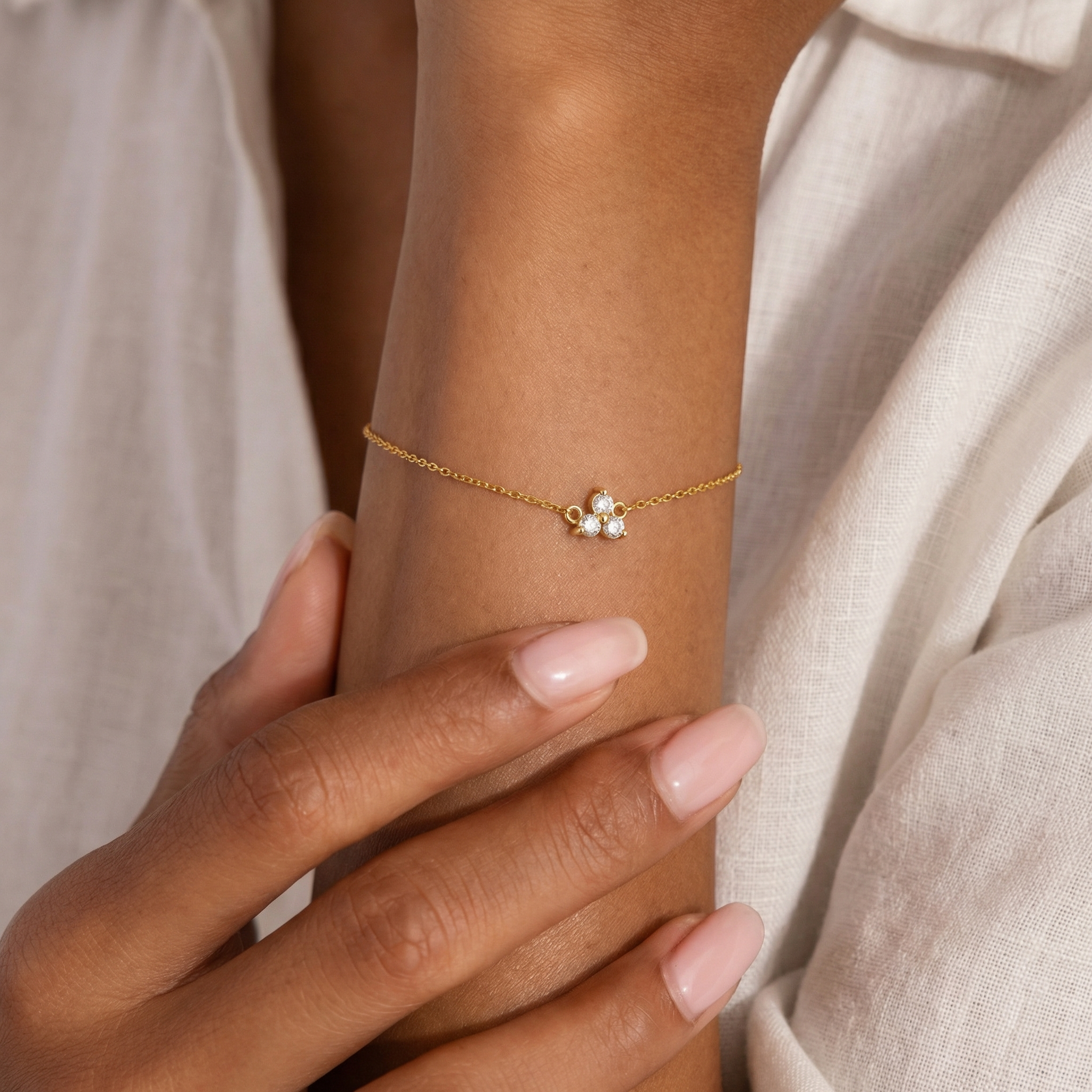 3-Stone Lotus Bracelet