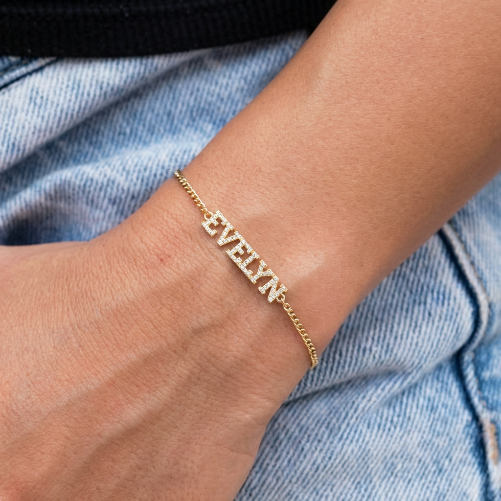 Dainty Diamond Name Bracelet