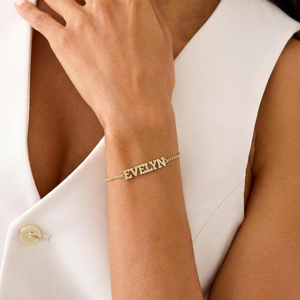 Dainty Diamond Name Bracelet
