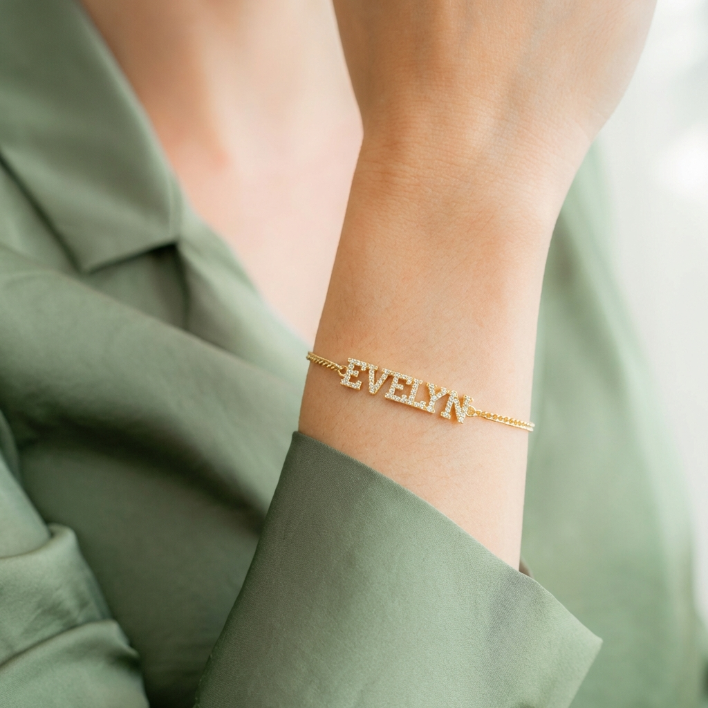 Dainty Diamond Name Bracelet