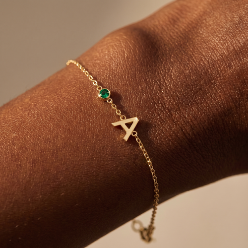 Initial and Birthstone Bracelet