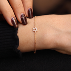 Dainty Diamond Star of David Stud Bracelet
