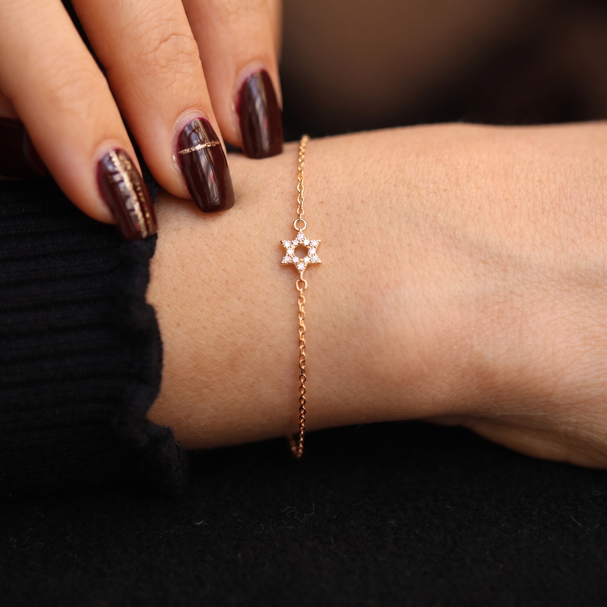 Dainty Diamond Star of David Stud Earrings