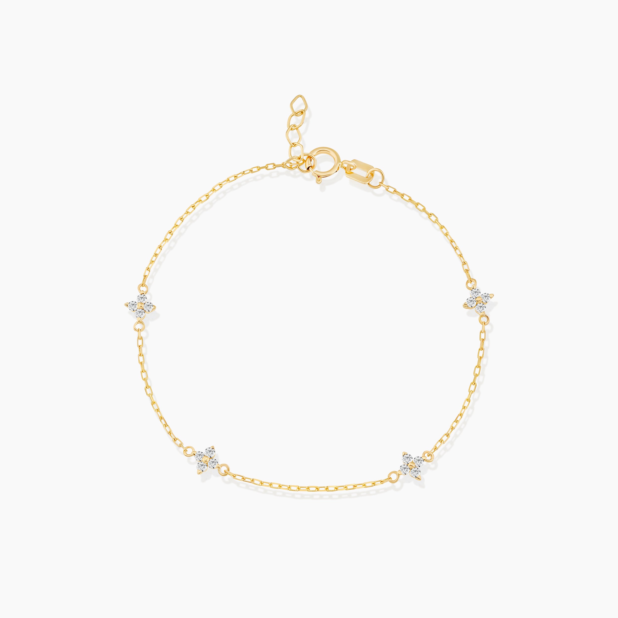 Diamond Clover Station Bracelet