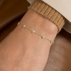 Diamond Clover Station Bracelet