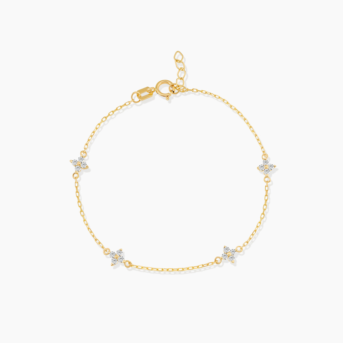 Diamond Clover Station Bracelet