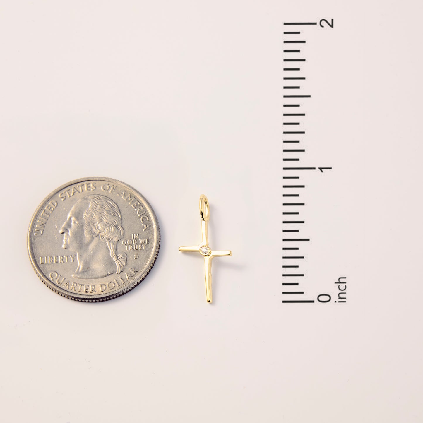 Side Cross with Diamond Accent Charm