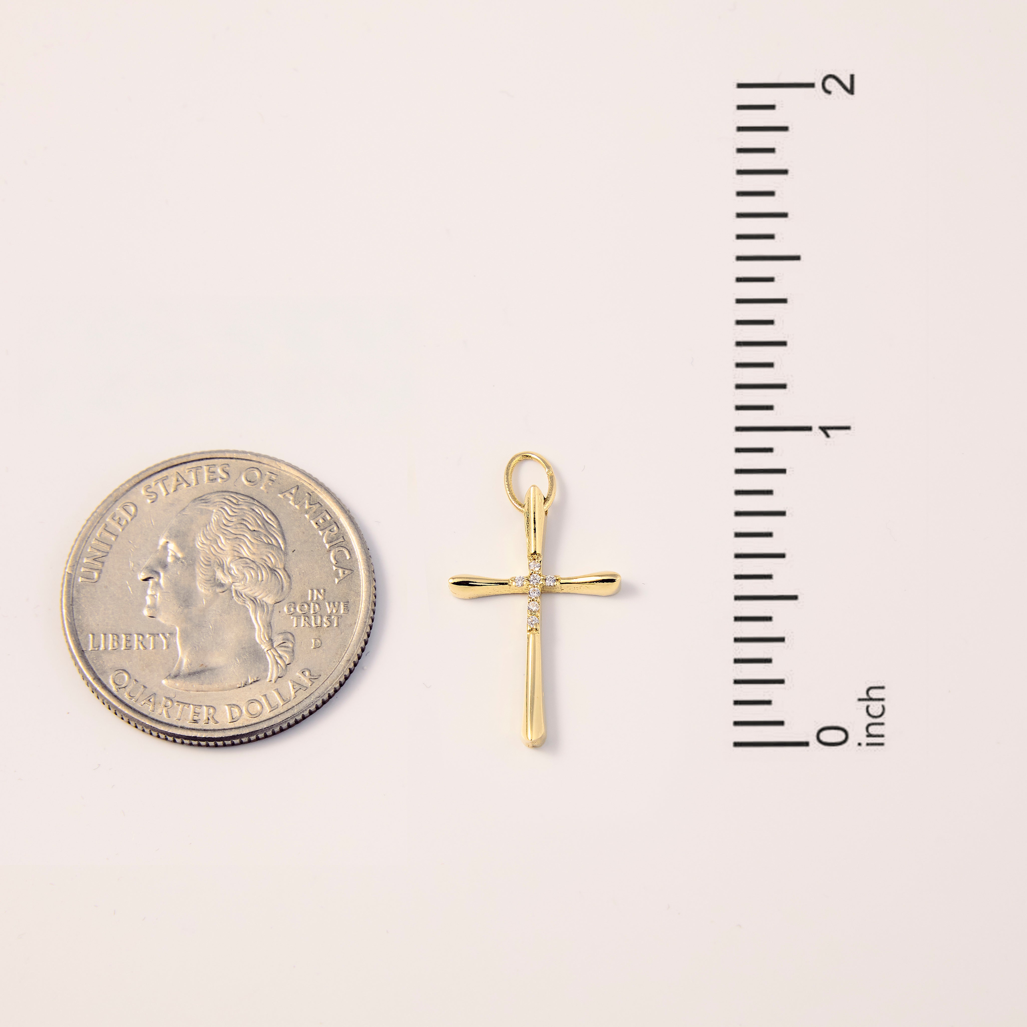 Gelin 14K Solid Gold - Diamond Bold Cross Charm - Faith Pendant
